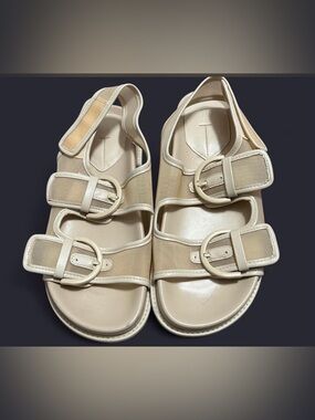 Zara Mesh Beige Buckle Sandals